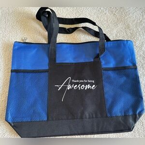 Blue and Black Canvas Tote Bag